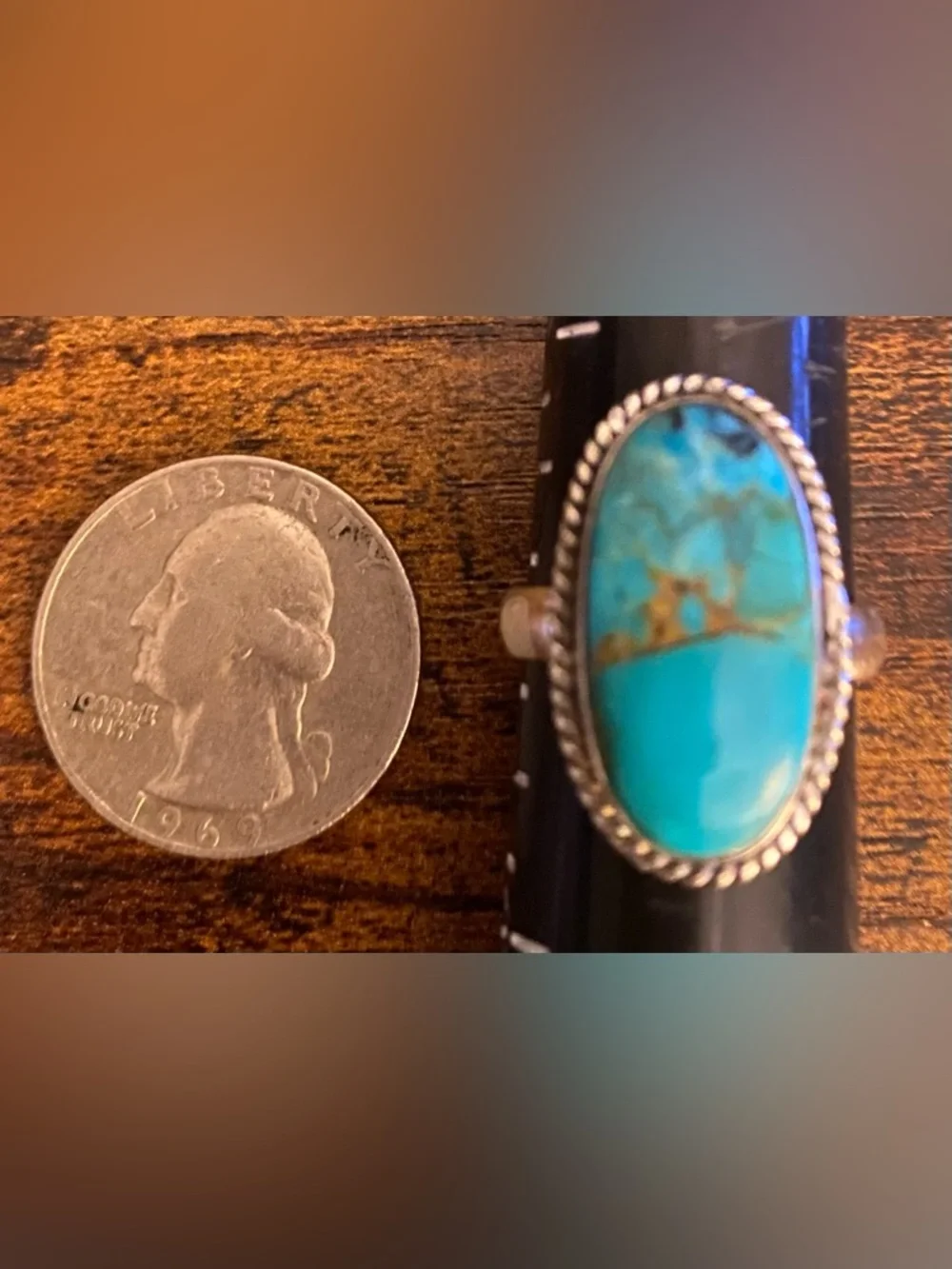 Kingman Turquoise Ring Set In 925 Sterling Silver Size 8 R13 - Picture 5 of 7